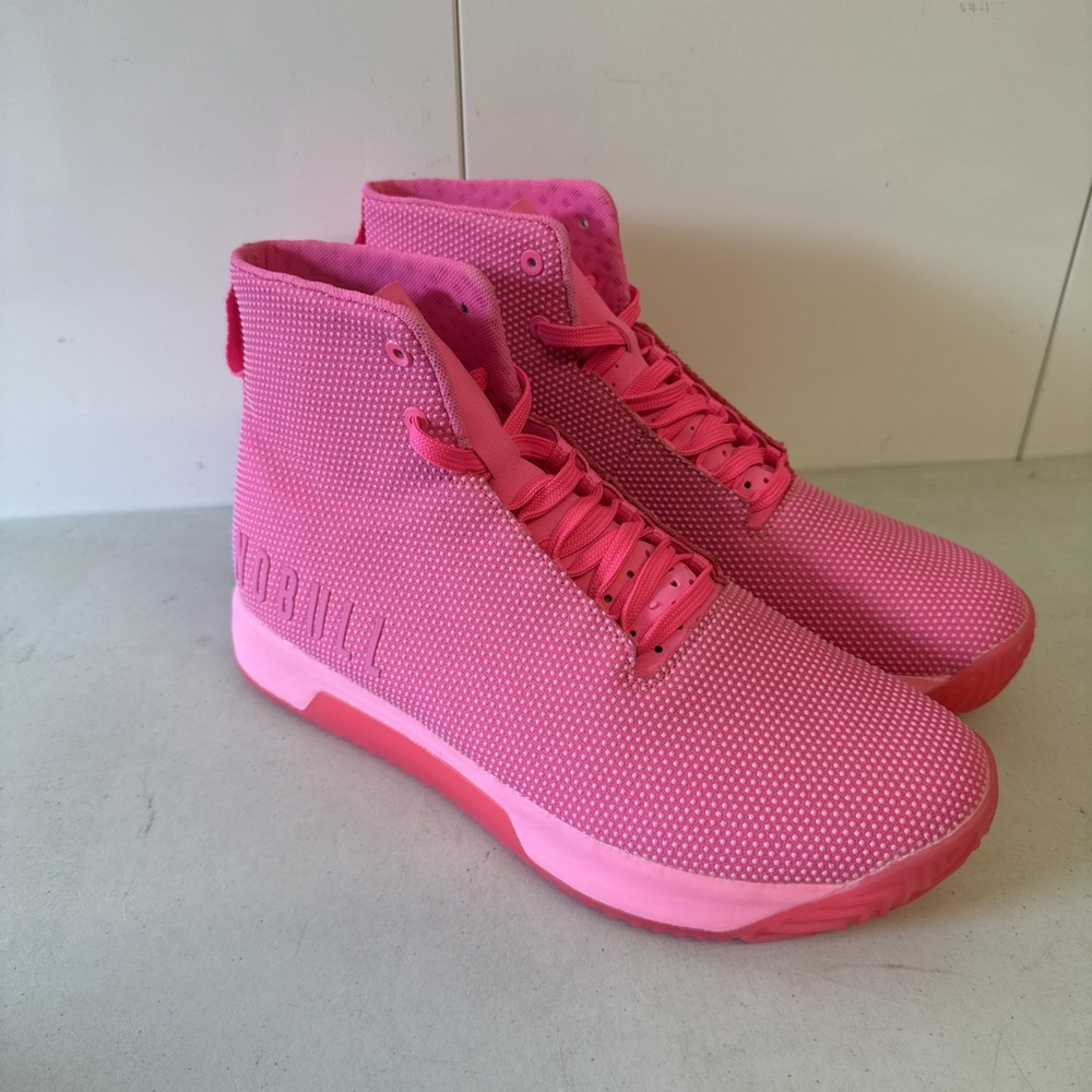 NOBULL Neon Pink High Top Trainer W-12 M-10.5 Textile SuperFabric Training Shoes